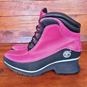 Timberland Euro Dub Ankle Boots Booties‎ Women 7 Pink Leather